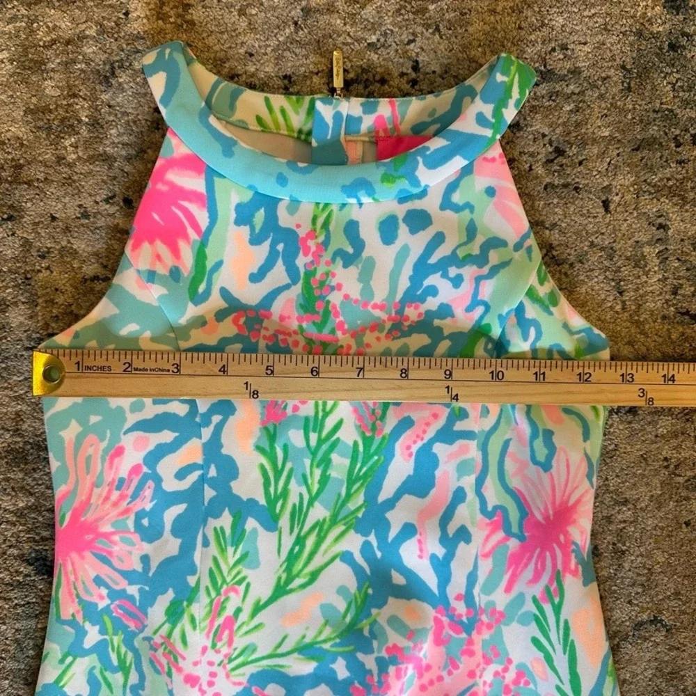 Lilly Pulitzer Sophelia Shift Dress Colorful Coral Bay Print Girls Size 10 EUC